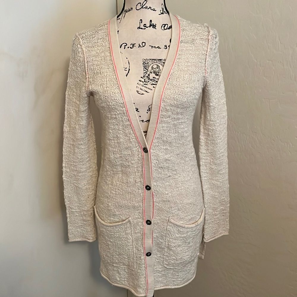 Free People Off White Sweater Cardigan Casual Feminine Academia Work Office